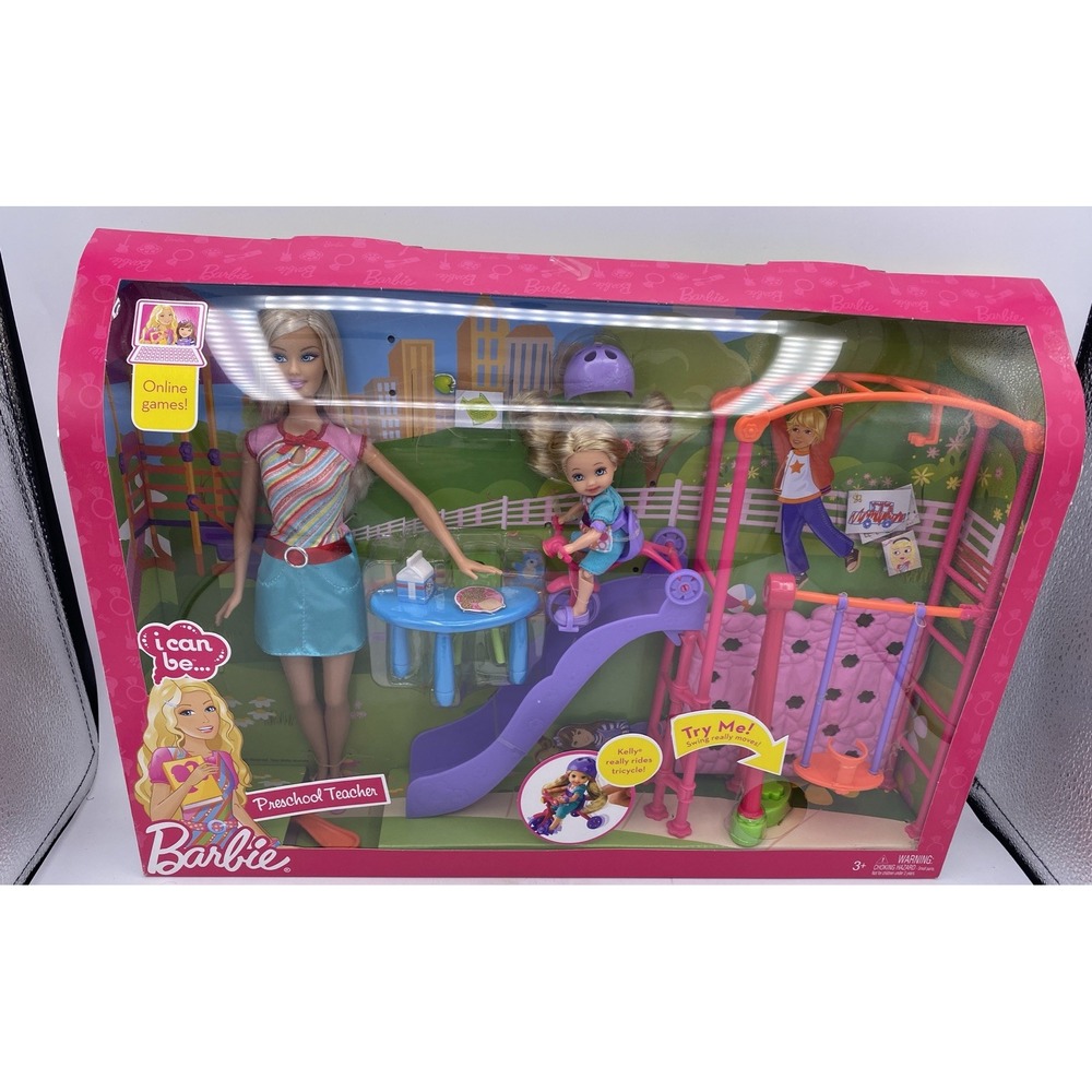 Rare 2009 Barbie I Can Be Preschool Teacher Playset w/ Kelly & Accessories NRFB
